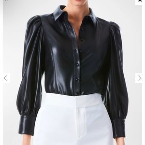Alice + Olivia Faux Leather Top